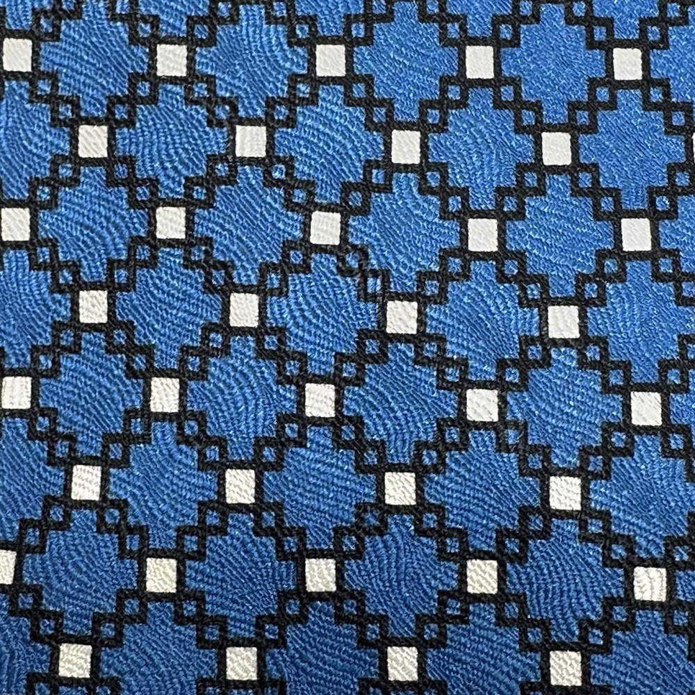Vintage Tongue Tied Blue Geometric Lattice Silk Tie Mens Wide Width 59x3.3" - Picture 3 of 7